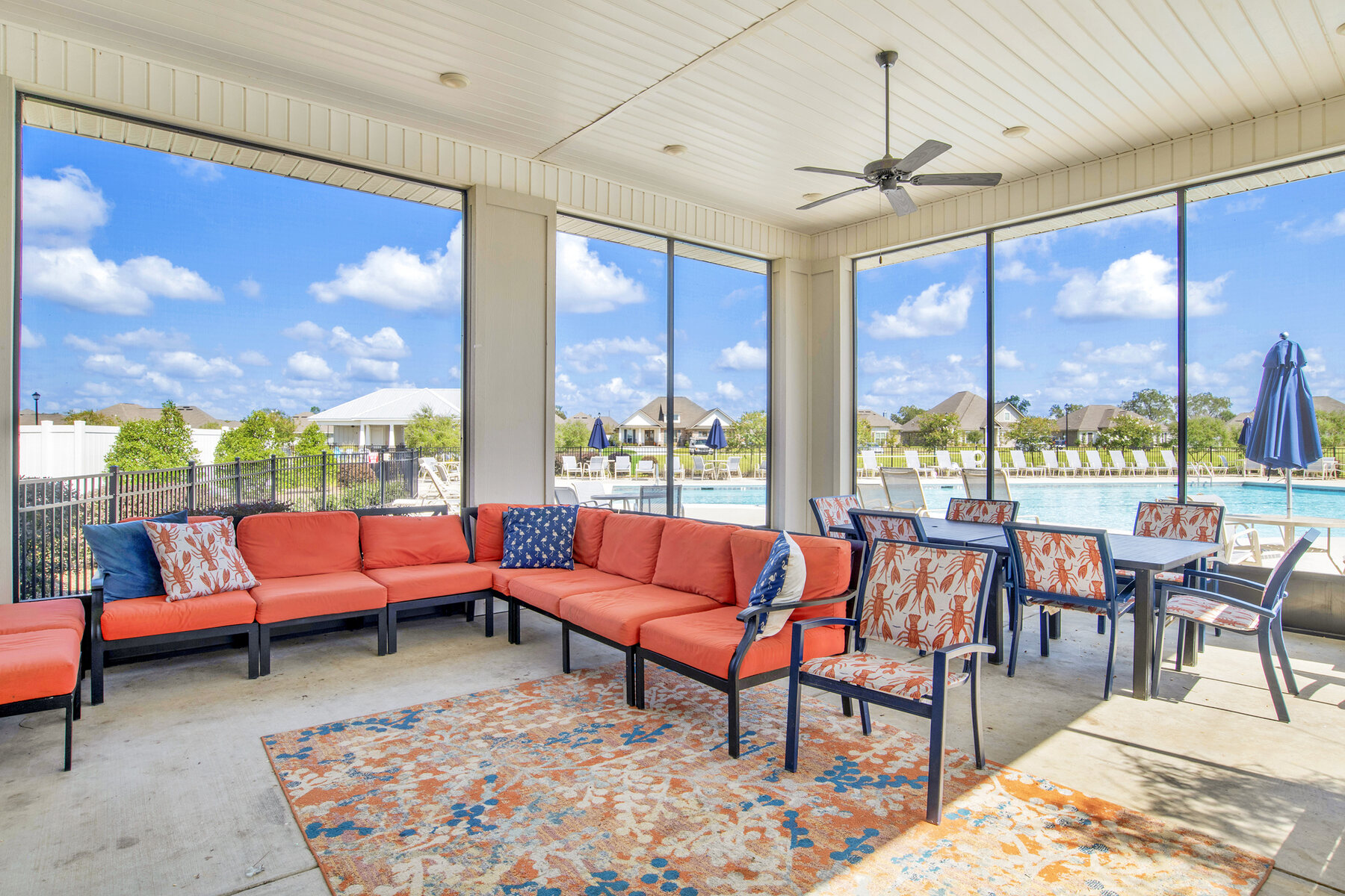 Covered clubhouse patio at Jubilee Farms